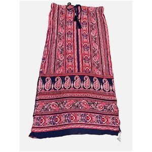 CB- Bohemian Paisley Print Maxi Skirt - Red and Blue Size Medium